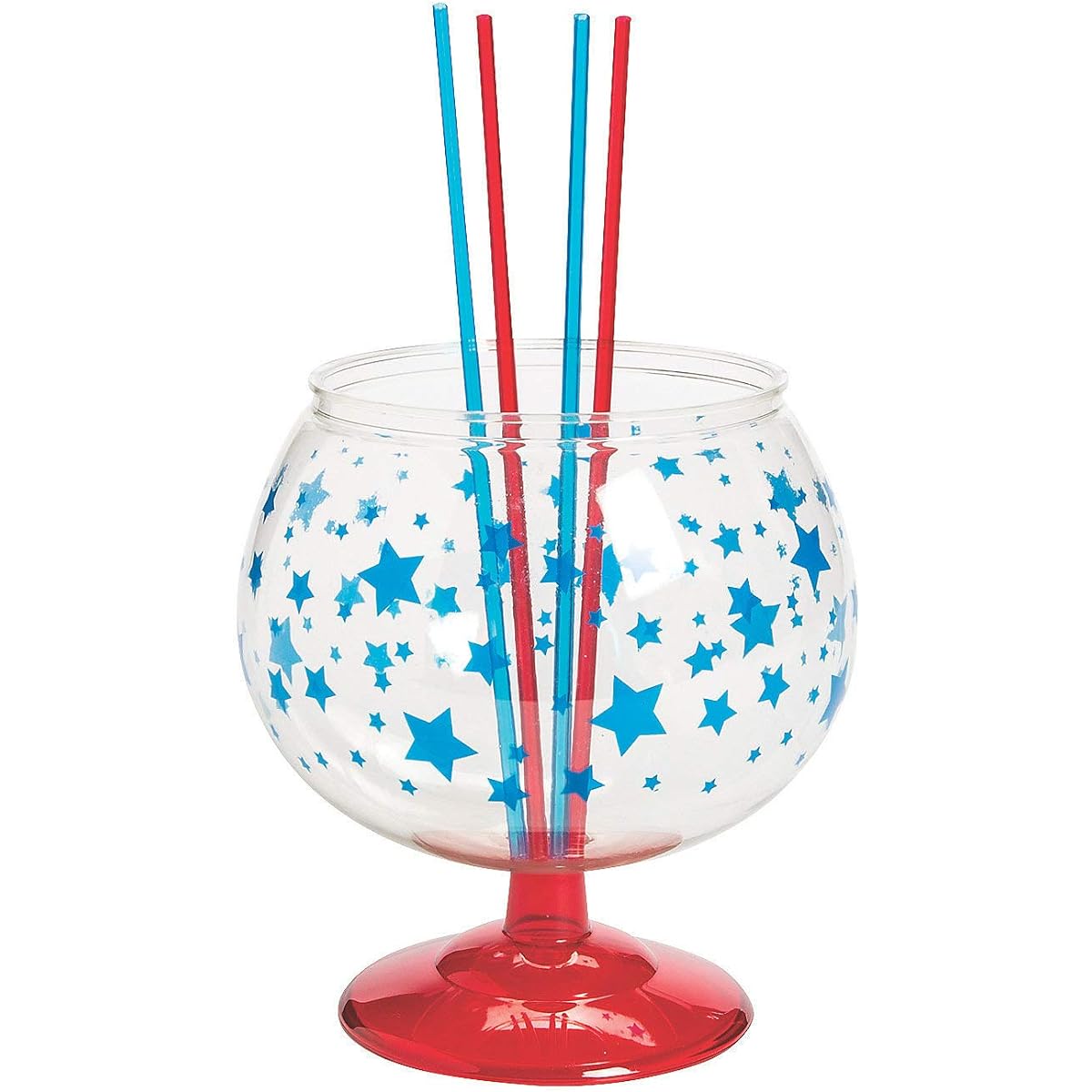 Fun Express - Patriotic Fish Bowls with Straws for 4th of July - Party Supplies - Drinkware - Sippers & Molded Cups - 4th of July - 5 Pieces