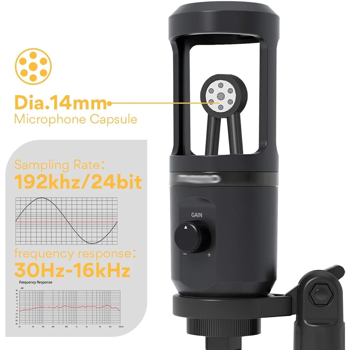 Microphone USB Microphone Condenser Recording PC Microphone for Online Education Meeting Live Streaming Gaming with Tripod Stand