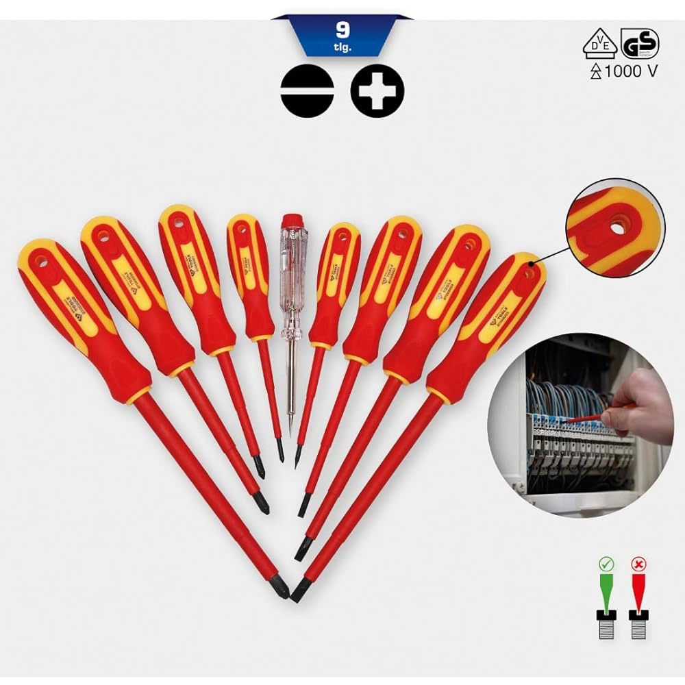 KS Tools VDE Driver Set 9 Pieces Slotted and PH Plus BT068010