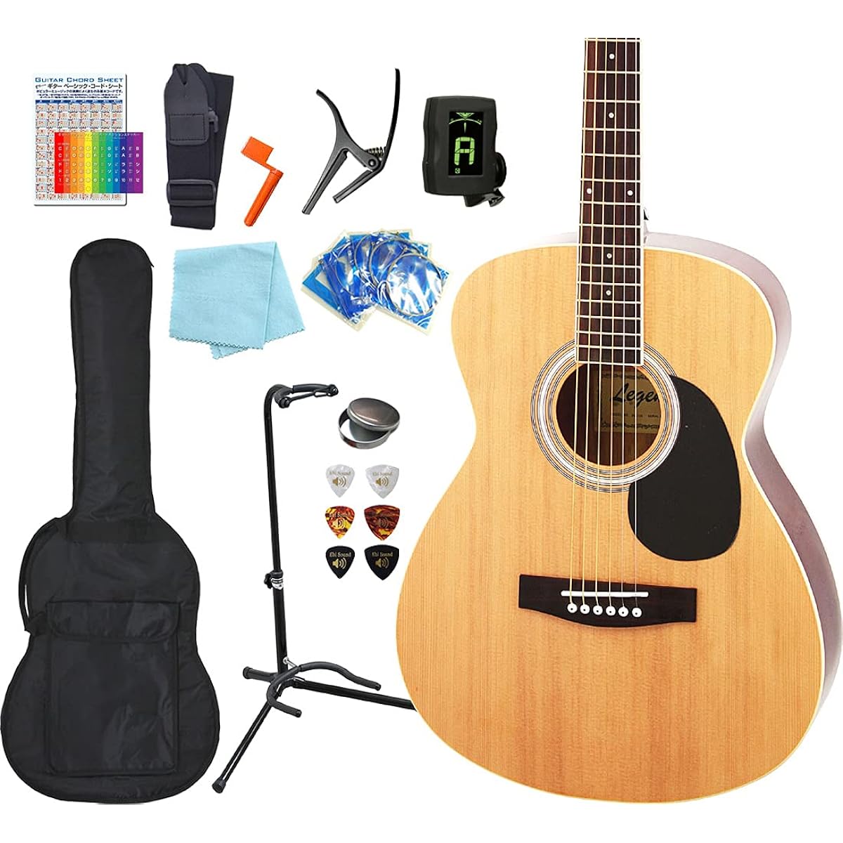 Acoustic Guitar Acoustic Guitar Beginner 13 Piece Set Legend FG-15 Start Set Acoustic Guitar Beginner N [98765]