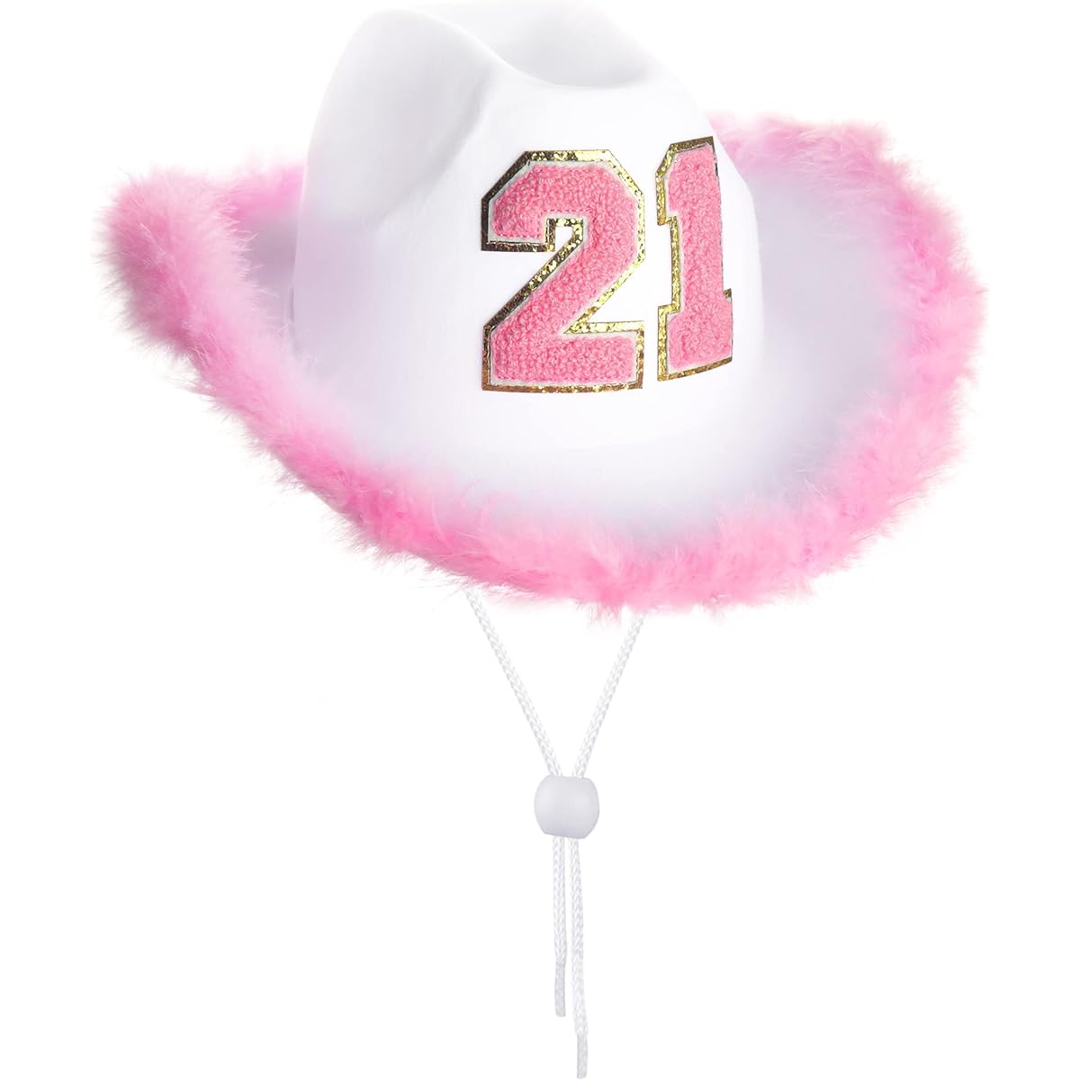 JUSTOTRY 21st Birthday Pink Cowboy Hat - 21st Birthday Outfit Gifts for Women Cowgirl Hat with Wide Brim 21st Birthday Decorations