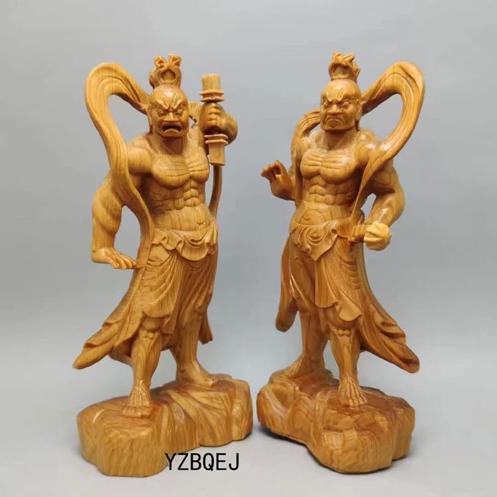 Buddha statue, wood carving, Kongo Rikishi statue, pair, natural, Kashiwagi Nio statue, Goho Zenjin, height 12cm