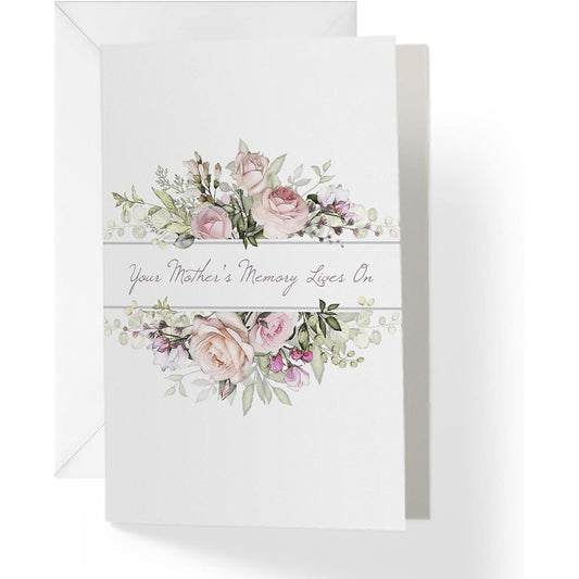 1Up Greetings Sympathy Card for Loss of Mother - Heartfelt Sympathy Card with Moving Quote | Forever Memories Theme Sympathy Greeting Card | 5"x7.5" | (Single Sympathy Card)