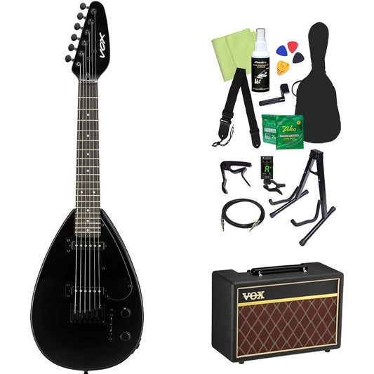 VOX MK3 MINI Electric Guitar Beginner 14-piece Set [Includes VOX Amplifier] SLBK Mini Guitar Travel Guitar Short Scale Teardrop Shape Box