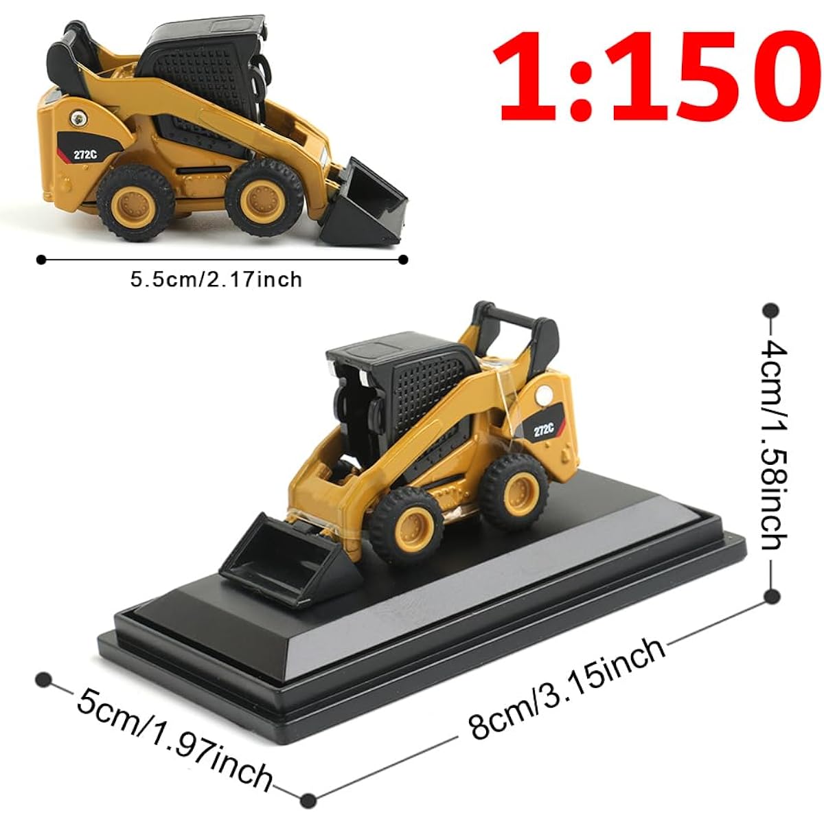 160:1 N Scale Construction Vehicle, Exquisite Diecast Mini Construction Truck Train Set (272C Skid Steer Loader)