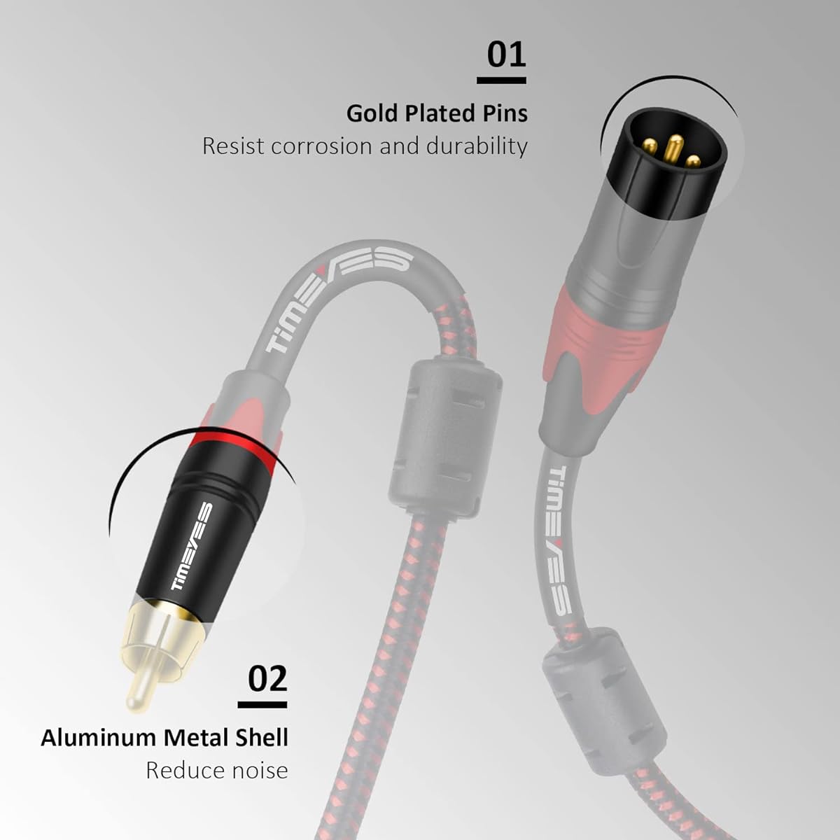 TIMEYES 3M Male RCA to XLR Cable Cord 10ft RCA Male Plug to XLR 3 Pin Male Audio Cable Microphone Cable XLR to RCA Stereo Adapter Cord Home Theater System Speaker Microphone XLR to RCA Connection Wire