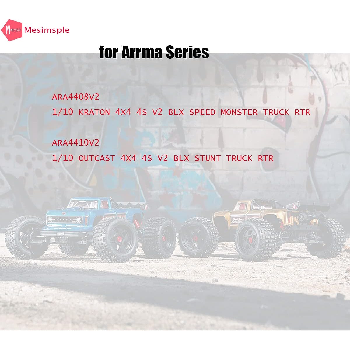 Mesimsple CVD Driveshaft & Wheel Hex Hub Set ARA311147 Arrma 1/10 Kraton V2 Driveshaft 4S BLX Outcast 4X4 4S V2 BLX Upgrade Parts