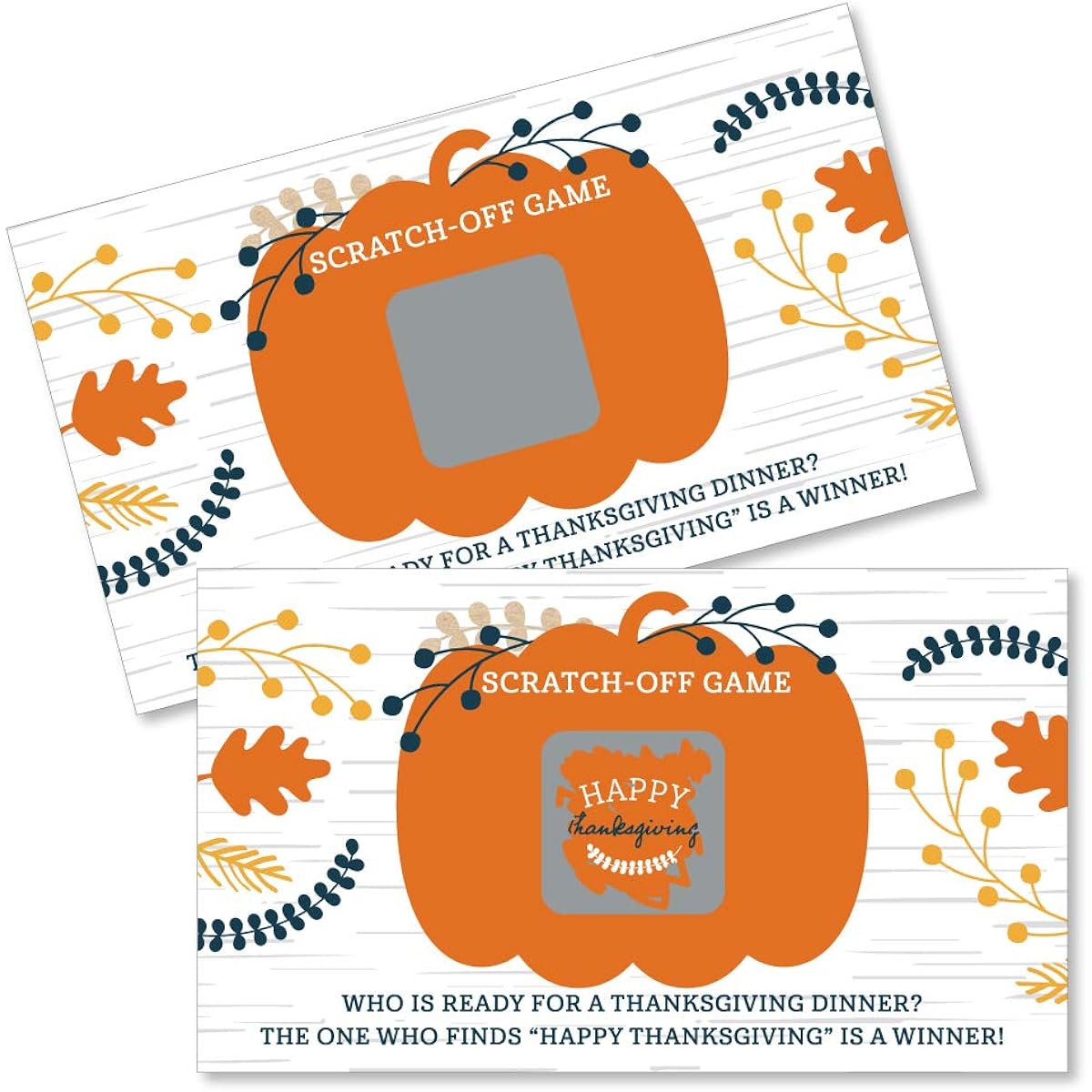 Big Dot of Happiness Happy Thanksgiving - Fall Harvest Party Game Scratch Off Cards - 22 Cards
