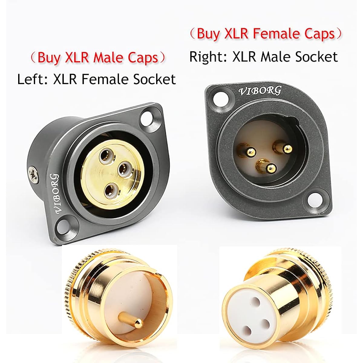 Tertullus XLR Cap Brass Gold Plated Noise Stopper Dustproof Shield Cap Protector Female Noise Reduction Cap 2 XLR Female Caps