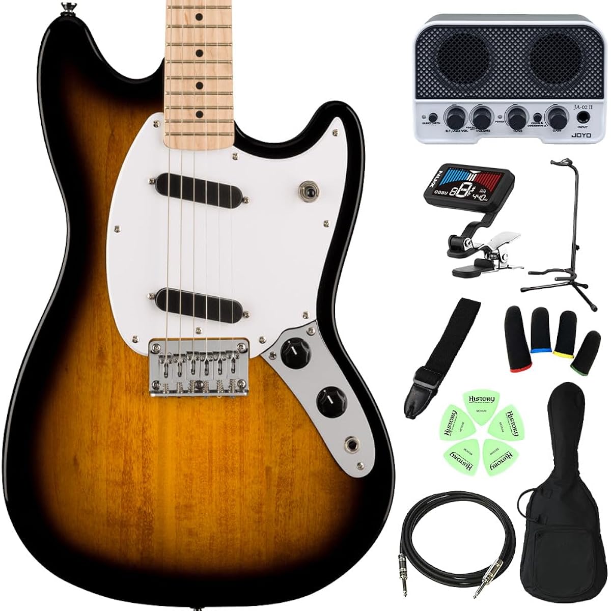Squier by Fender SONIC MUSTANG 2-Color Sunburst Elementary school students can play from 3rd grade! Kids guitar beginner set Electric guitar for children Mustang short scale Squier/Squier