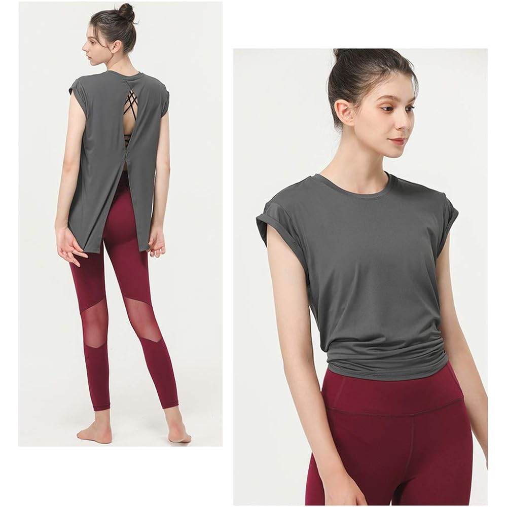 [VeroMan] Women's Sportswear, Short Sleeve, Stylish T-Shirt, Long Yoga, Fitness ppi-sstops1