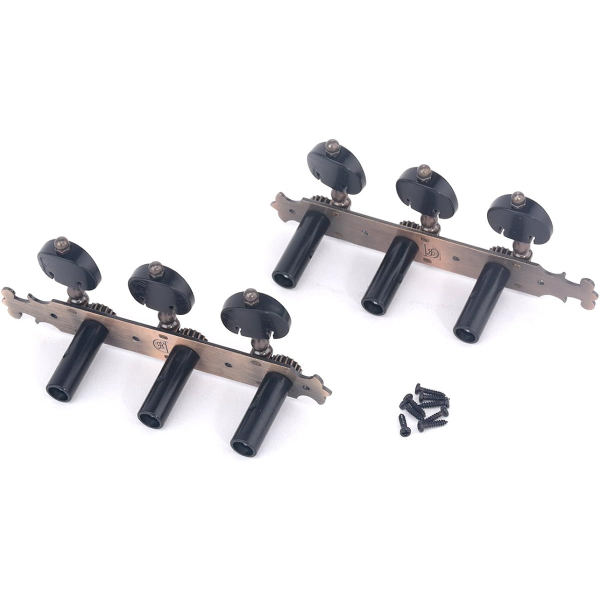 Tuner Tuning Peg Key, Professional 3x3 Boucher Style Classical Guitar Tuner Tuning Key Machine Headset, Antique Brass (Color : Black)