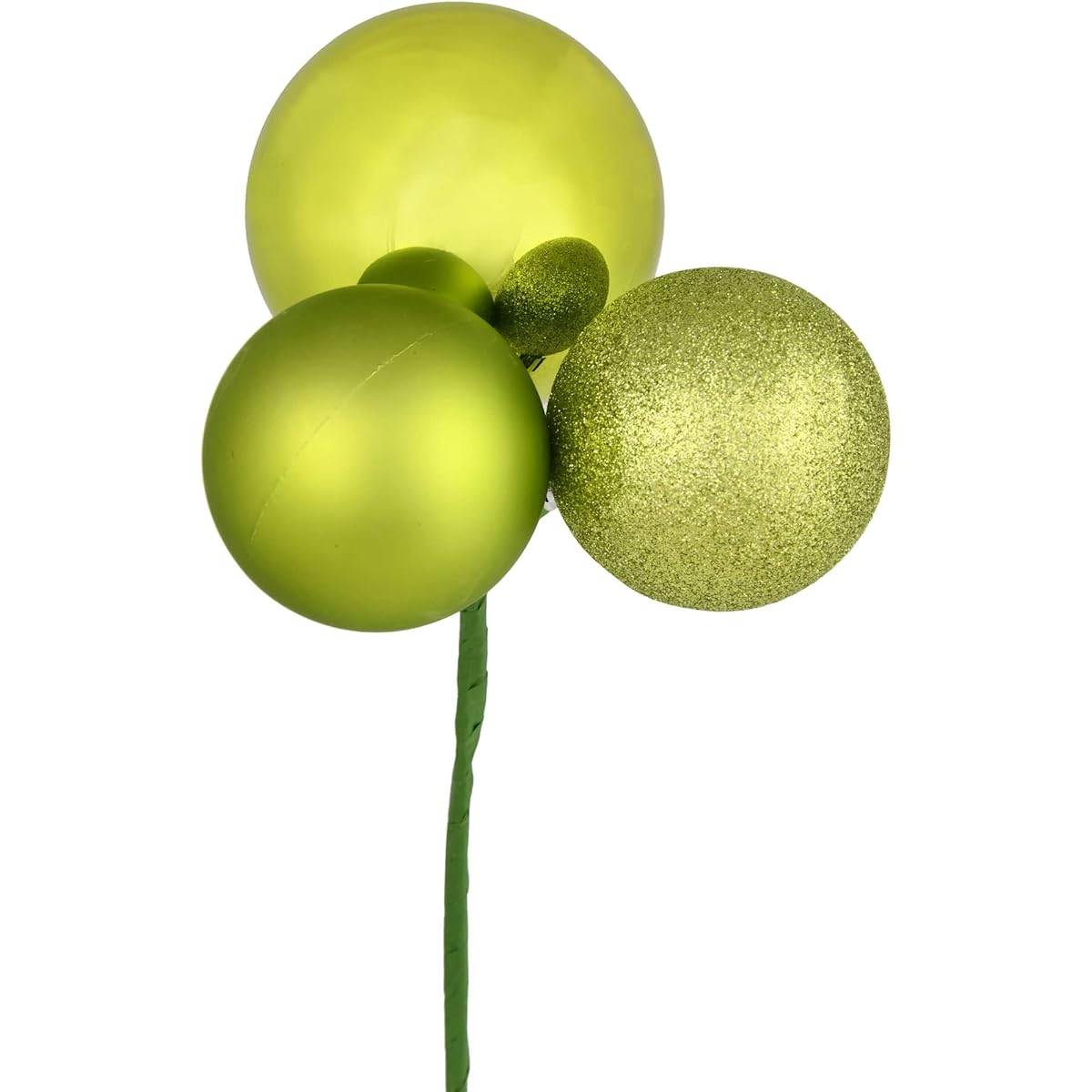 Vickerman 18" Lime Ball Ornament Christmas Picks - 4 picks per pack.