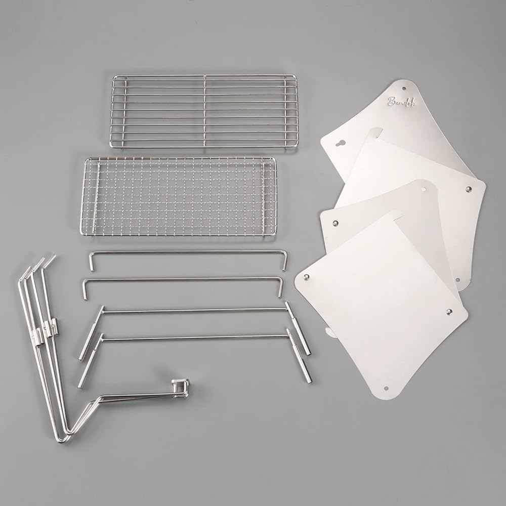 BUNDOK Bonfire stand Lotus + (Lotus Plus) BD-467 with mesh, stainless steel, storage case included, compact, silver