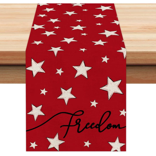 4th of July Decorations Table Runner 13x72 Inch Memorial Day American Flag Stars Patriotic America Freedom Independence Day Decor AT208