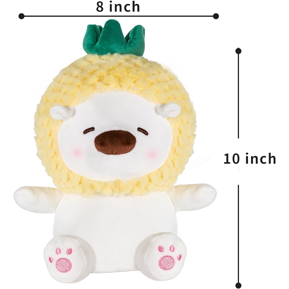 HAIJUNYA 10 Inch Pineapple Bear Plush Toy Cute Pineapple Stuffed Animal Pillow Squishy Soft Cute Stuffed Bear with Pineapple Outfit Costume Gift for Girls/Boys (Pineapple Bear)