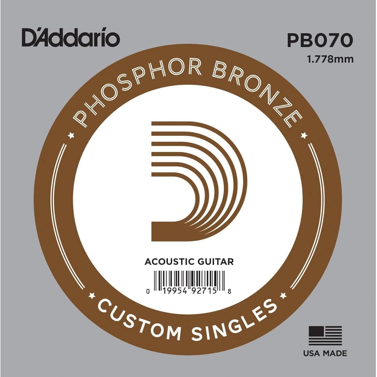 D'Addario Rose Strings for Acoustic Guitar Phosphor Bronze .070 PB070 Set of 5 [Domestic Genuine Product]