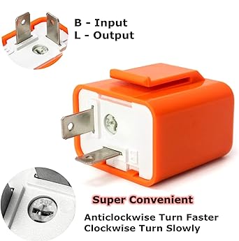 2Pcs 2 Pin Motorcycle Electronic Flasher Relay for LED Turn Signal Light HiYi Adjustable 12V Relay Motorcycle LED Turn Signal Light Hyper Flash Relay Universal Black & Orange