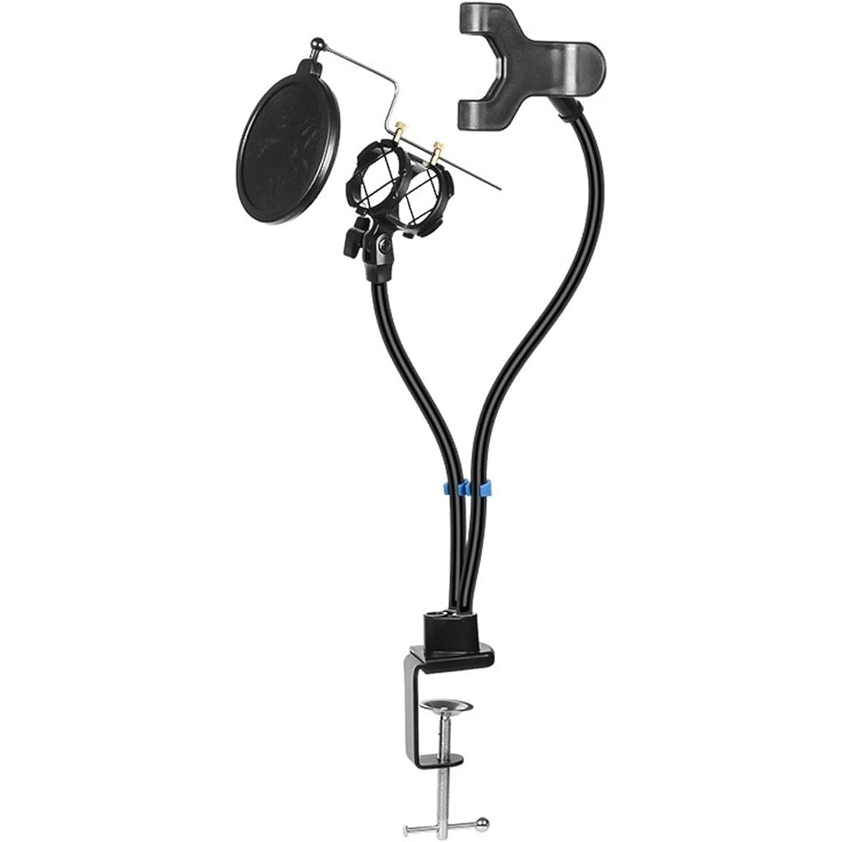 Microphone Stand Microphone Stand 2-in-1 Microphone and Smartphone Clip Holder Recording Distribution Live Commentary