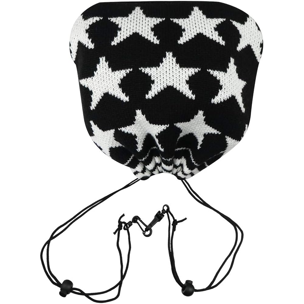 CRAFTSMAN Golf Iron Cover Boa Head Cover Set Accessory Pouch Knit String Closure Hook Included Convenient to Carry Star Pattern Unisex 2 Colors (Pink, Black)