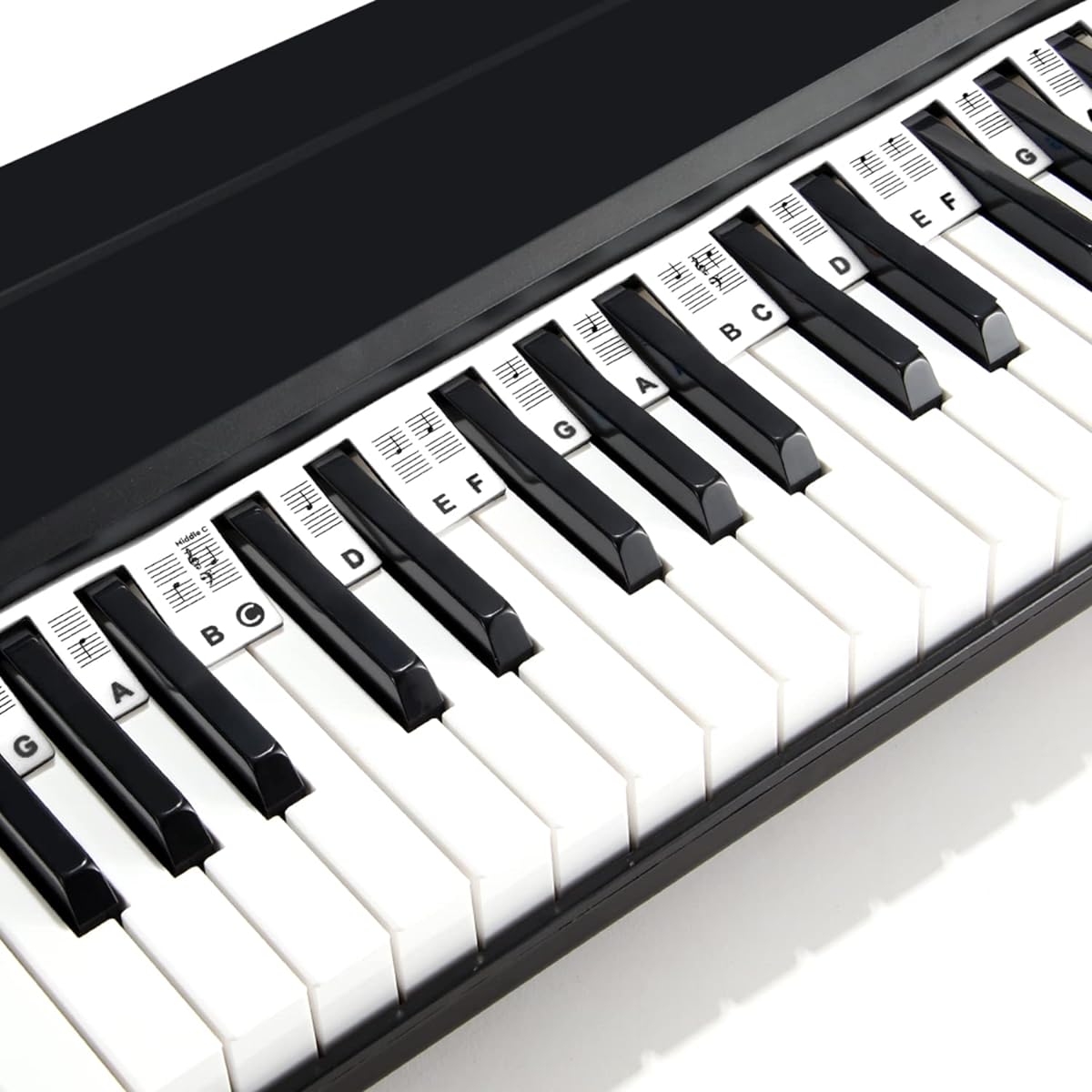 FRDERN Piano Note Guide for Beginners, Removable Piano Keyboard Note Labels for Learning, 88 Keys Full Size, Made of Silicone, No Stickers Required, Reusable (Classic Black)