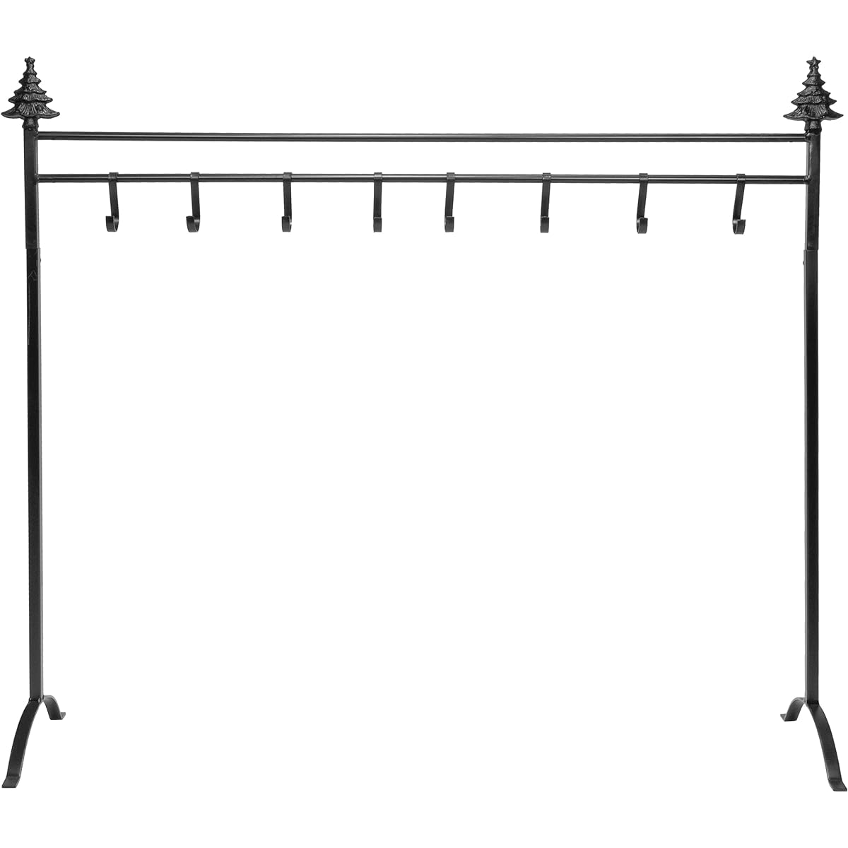 Red Co. 37.5" Christmas Tree Metal Freestanding Stocking Holder Stand Rack with 8 Hooks, Black