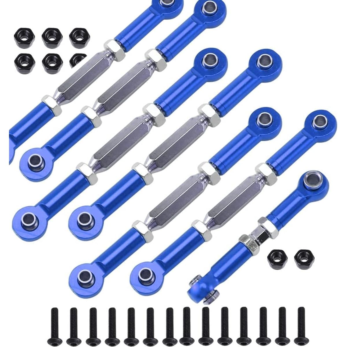 Adjustable Aluminum Turnbuckle Camber Link Rod End Set for 1/10 Slash 4X4/2WD Short Course Upgrade Parts 7pcs/Set Navy Blue