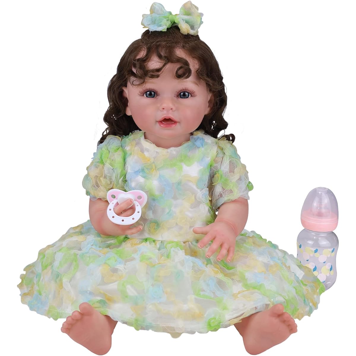 PLAYSKY 22" Realistic Newborn Baby Doll Reborn Baby Doll Girl Full Body Silicone (Green, 22")