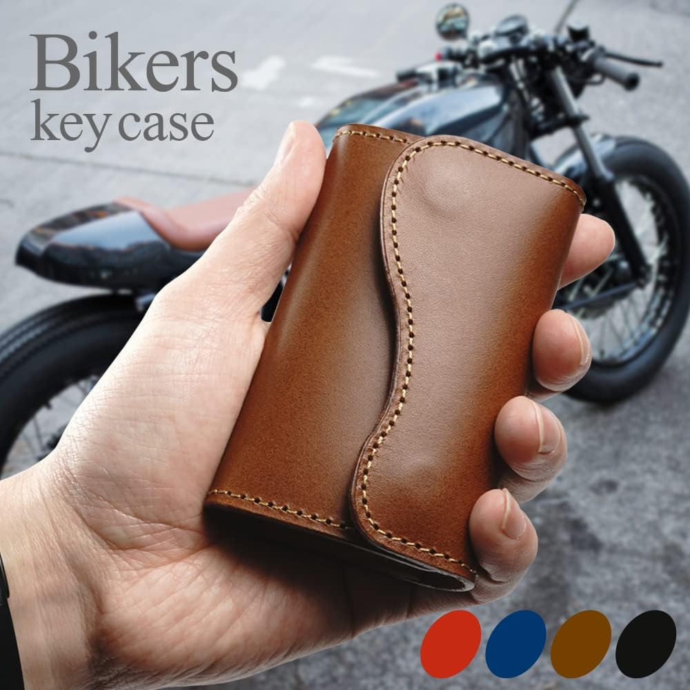 [Kakuchaya] Biker's Key Case, 3 Carabiners, No Scratches, Motorcycle Key Case, Rider, Motorcycle Key Cover, Genuine Leather, Made in Japan