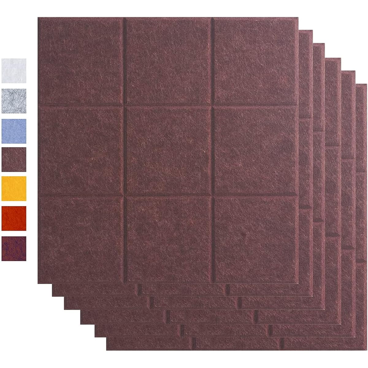 Board, Sound Insulating Material, 30cm x 30cm x 0.9cm [Magic Double-Sided Tape Included] Pattern, Color, and Quantity Selectable [Square Brown, 84 Pieces] Flame Retardant, Tideproofing, Noise Control, Interior Decoration, Musical Instruments, Piano Room