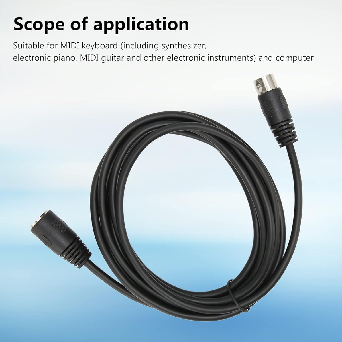 MIDI Cable 10ft MIDI DIN Extension Cable 5 Pin DIN Connector Male to Female Audio Cable for MIDI Keyboard/Synth/Sampler/External Sound Card