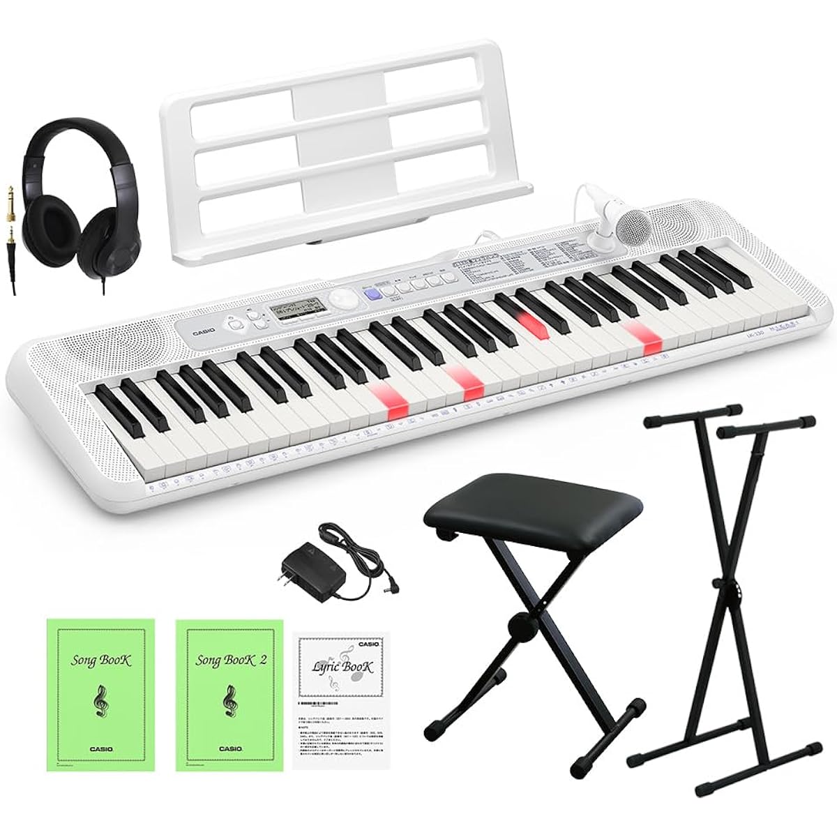 CASIO LK-330 Optical Navigation Keyboard 61 Keys Stand, Chair, Headphone Set Casio