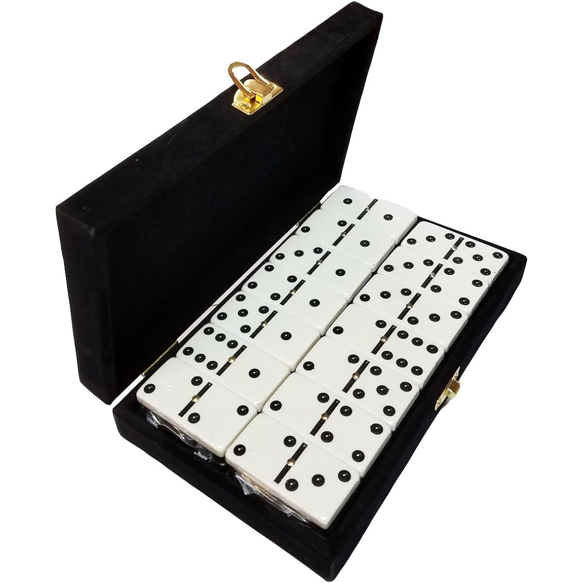Domino Double 6 White Tiles Jumbo Tournament Size w/Spinners