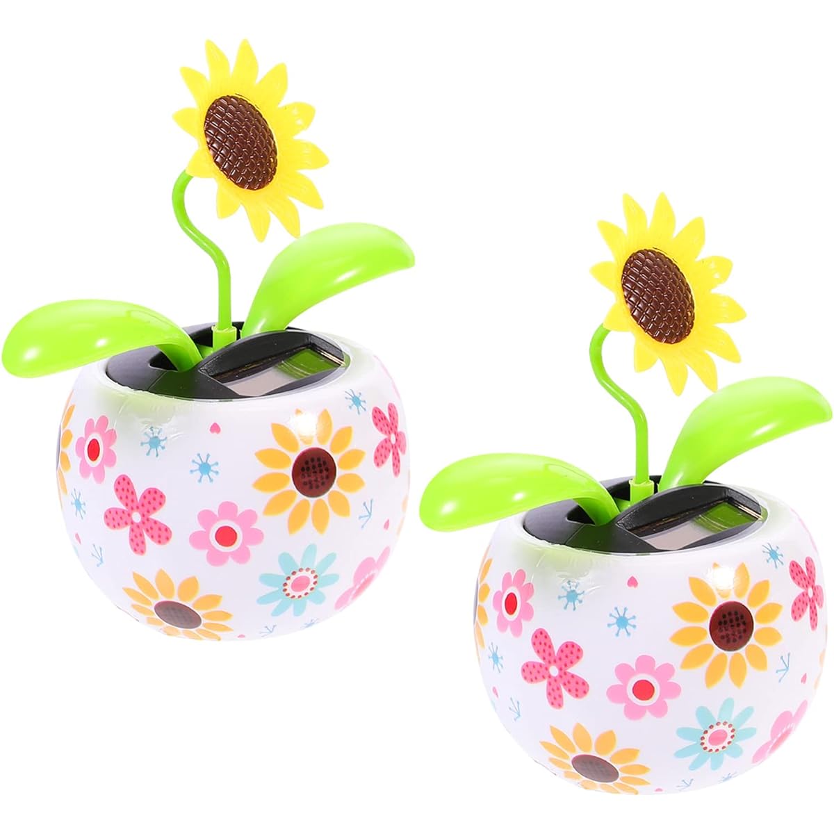 BESPORTBLE 2PCS Solar Dancing Figures Solar Powered Dancing Flowers Sunflowers Swaying Dancers Toys for Car Dashboard Office Desk Decoration