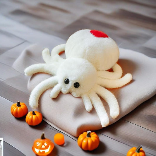 XItbyja Cute Spider Plush Toy 9.8 Inch Cartoon Spider Stuffed Animal Soft Throw Pillow Home Decoration for Adults Kids White