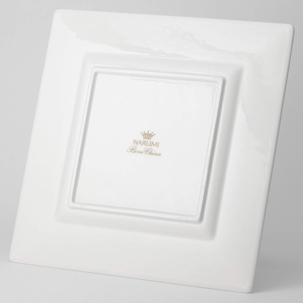 NARUMI Plate Stone Relief White 24cm Square Rim 51095-5726