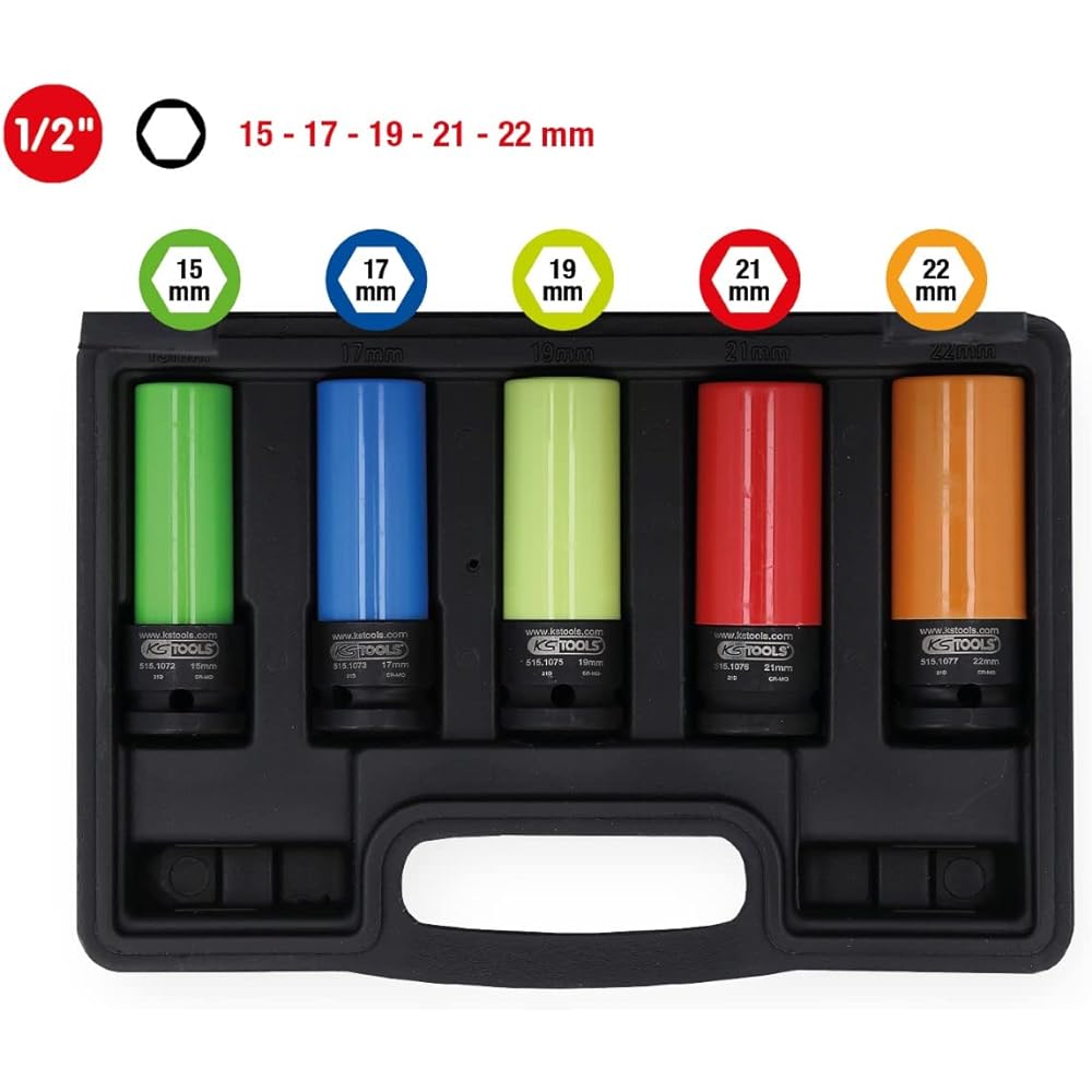 KS Tools 1/2 inch aluminum wheel impact socket set 5 pieces 515.0870