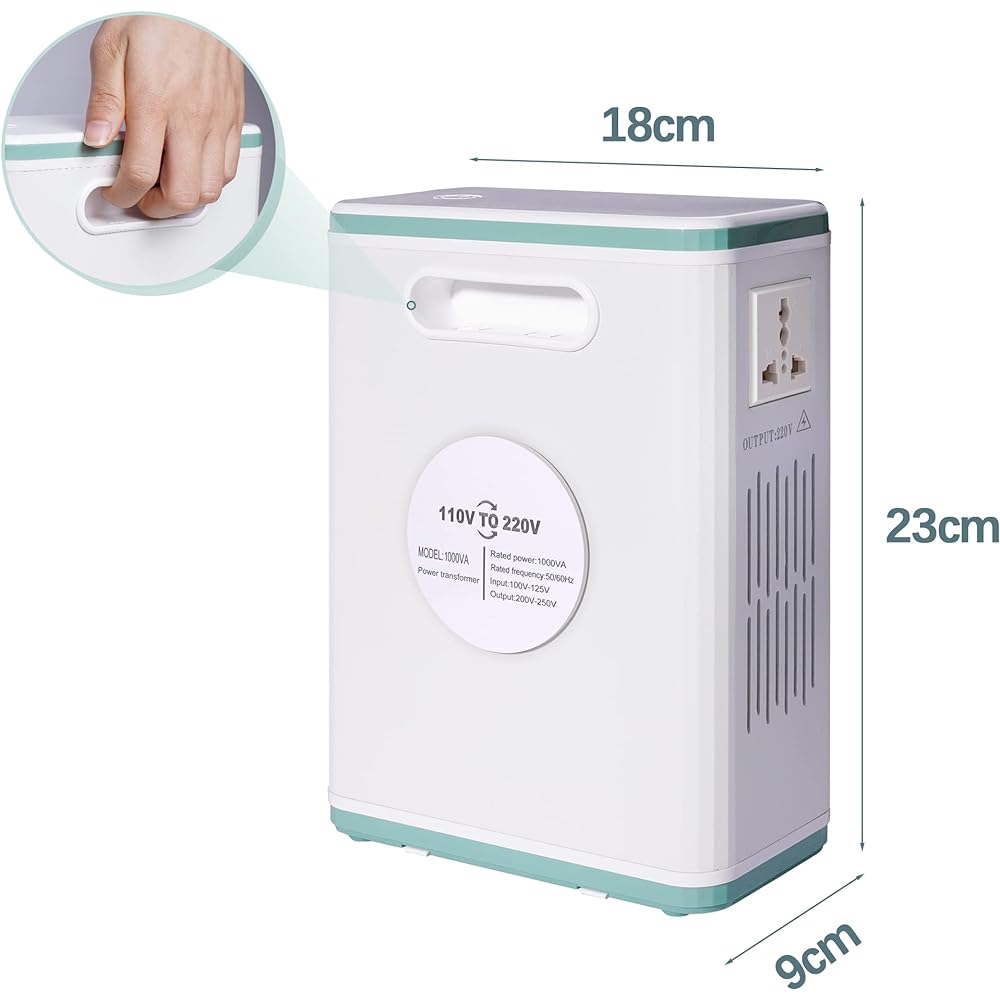 KLD Transformer 1000W Step-up Dedicated Transformer Portable Transformer Up Transformer Power Transformer Use Overseas Electrical Products in Japan Power Transformer 100V-200V /110-220V /125V-250V Step-Up Machine Built-in Pure Copper Ring Core Compact De