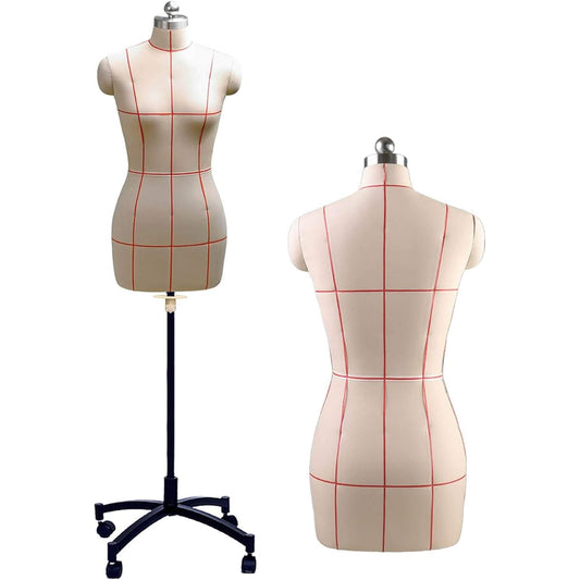 Torso Mannequin Women Plus Size Female Sewing Mannequin with Line and Wheels, Height Adjustable: 59-68 Inch, Half Scale Tailor Model Dress Form/Clothing Display for Dressmaking (Color: White, Size: XXXL-Model 92)