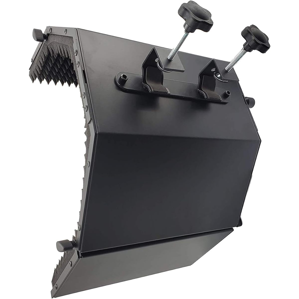 EMB Microphone Isolation Shield - Black - Foldable 3/8" Mic Thread Mount with High-Density Absorbent Foam Front & Vented Metal Backplate - Stage Right
