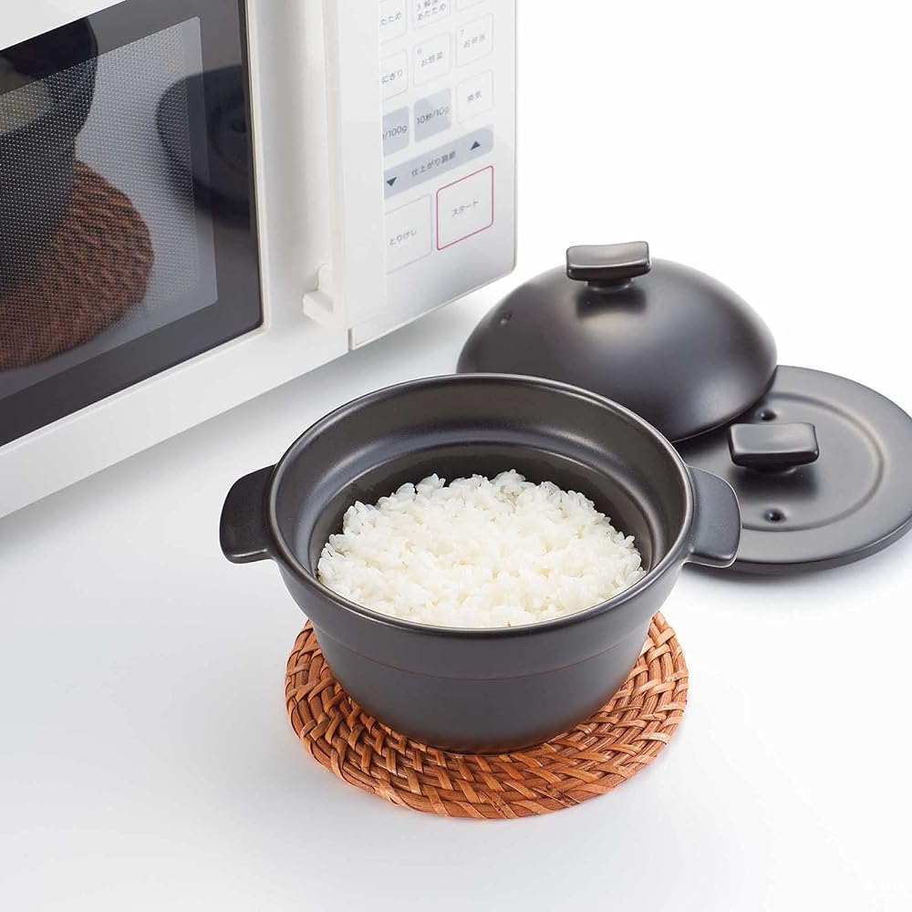 Santo Banko Ware Range Rice Cooker, 3 Cups, Approx. 1600ml, Microwave Oven, Open Fire Compatible, Cream, Made in Japan 18237