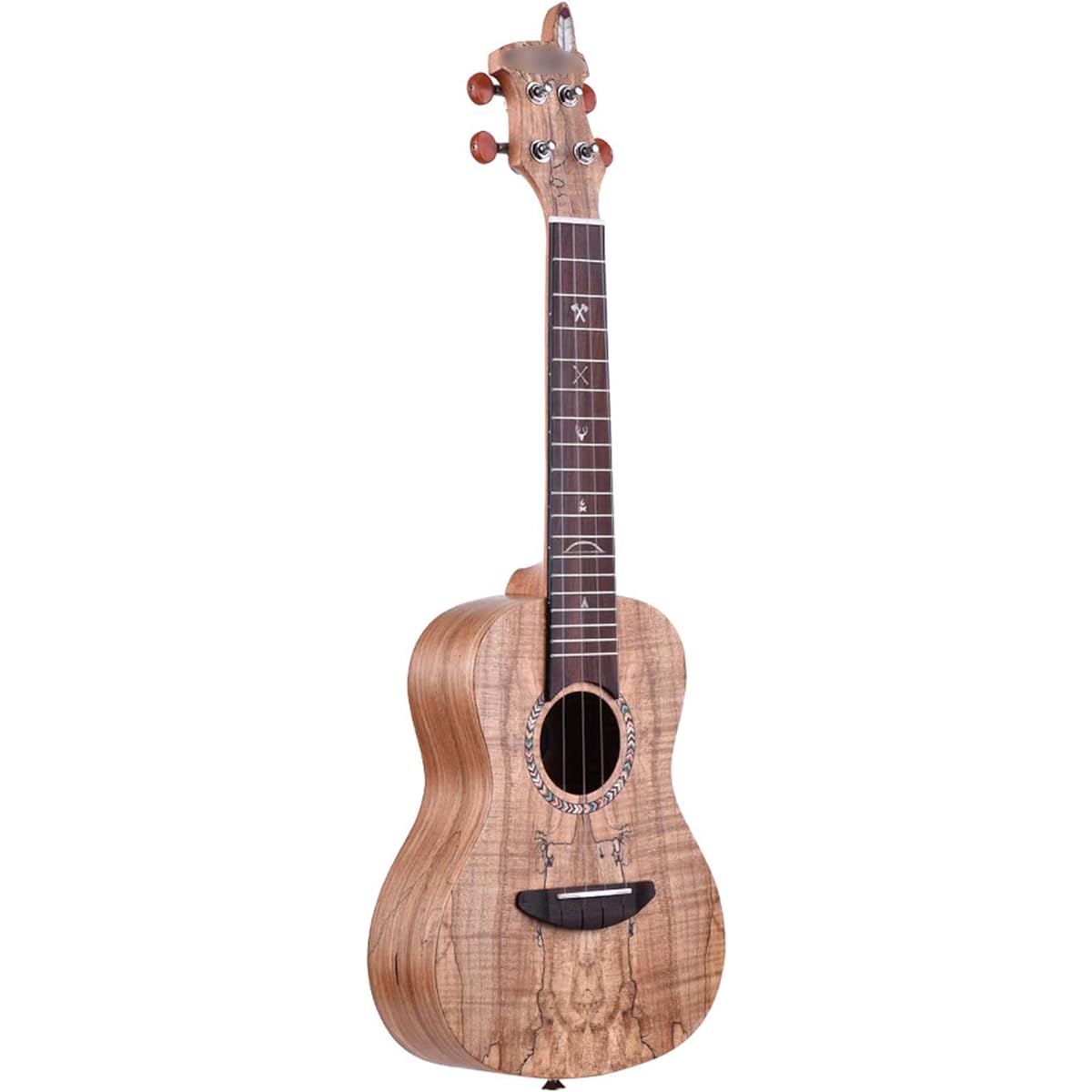 Ukulele 21" Acoustic Wooden Soprano Ukulele Ukelele Uke Spalt Maple Wood Carbon Strings Padded Carrying Bag String Strap Clip-on Tuner Musical Instrument Ukulele,