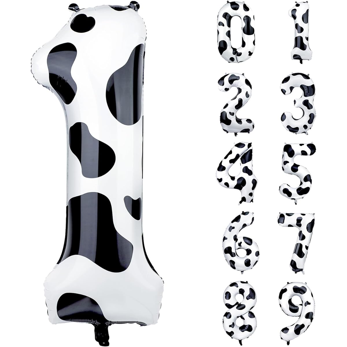 Cow Print Balloons Birthday Decorations Supplies Number 1 Balloons Cowgirl Theme Number Balloons for Birthday Party Farm Barn Decoration 40 Inches (Number 1)