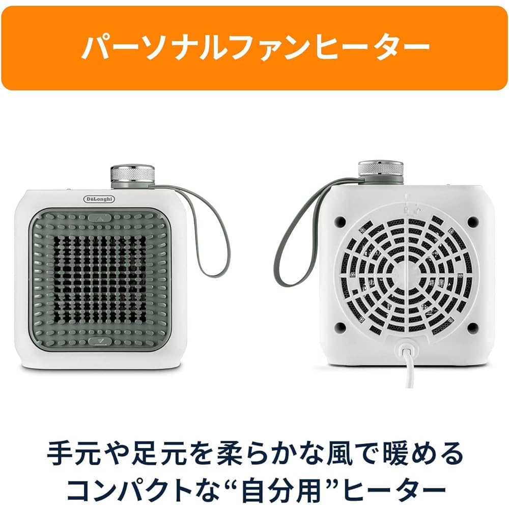 De'Longhi Fan Heater Capsula Desk HFX12D03-GR Ceramic Heater Underfoot/Hands Italian Design Quiet Compact Unique Grid Design Removable Filter [Sage Green] 5 Year Warranty with DeLonghi Family Registration