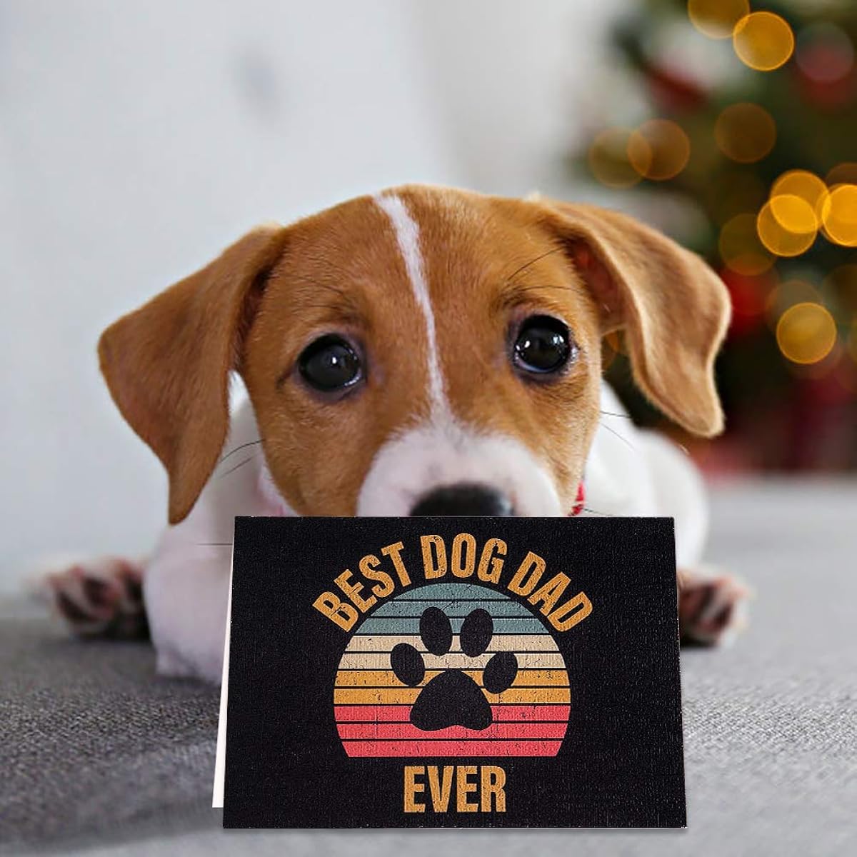WaaHome Best Dog Dad Ever Fathers Day Card Dog Funny Father's Day Card with Envelope