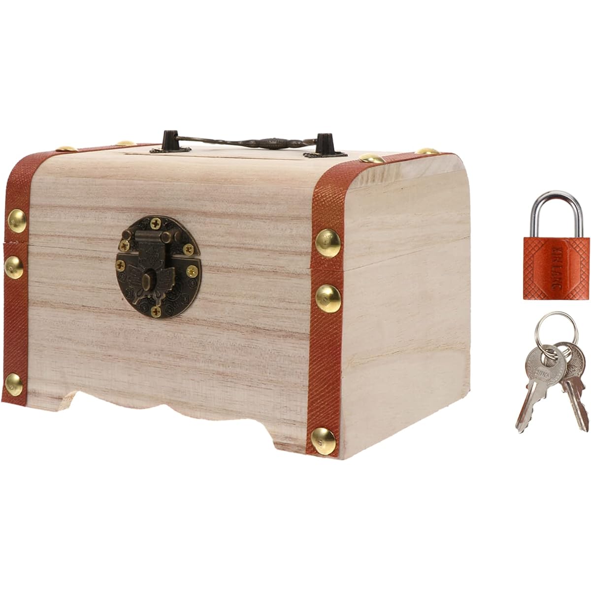 Treasure Chest Piggy Bank Kids Money Box Wooden Piggy Bank Treasure Money Box with Lock Kids Birthday Gift Pirate Treasure