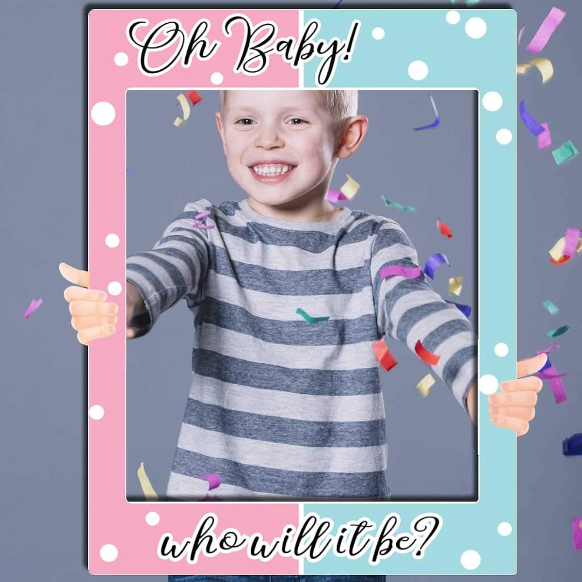 VictoryStore Gender Reveal Decorations: Lush or Stash Oh Baby Gender Reveal Photo Booth Frame and Photo Booth Props with 8 Short Prop Stakes