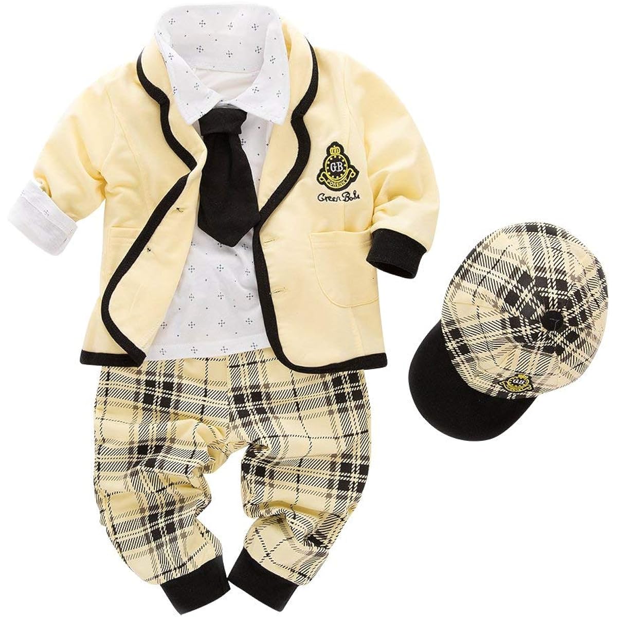 [AvaCostume] Baby Boy Long Sleeve Clothing Set Toddler Suit 4 Pieces