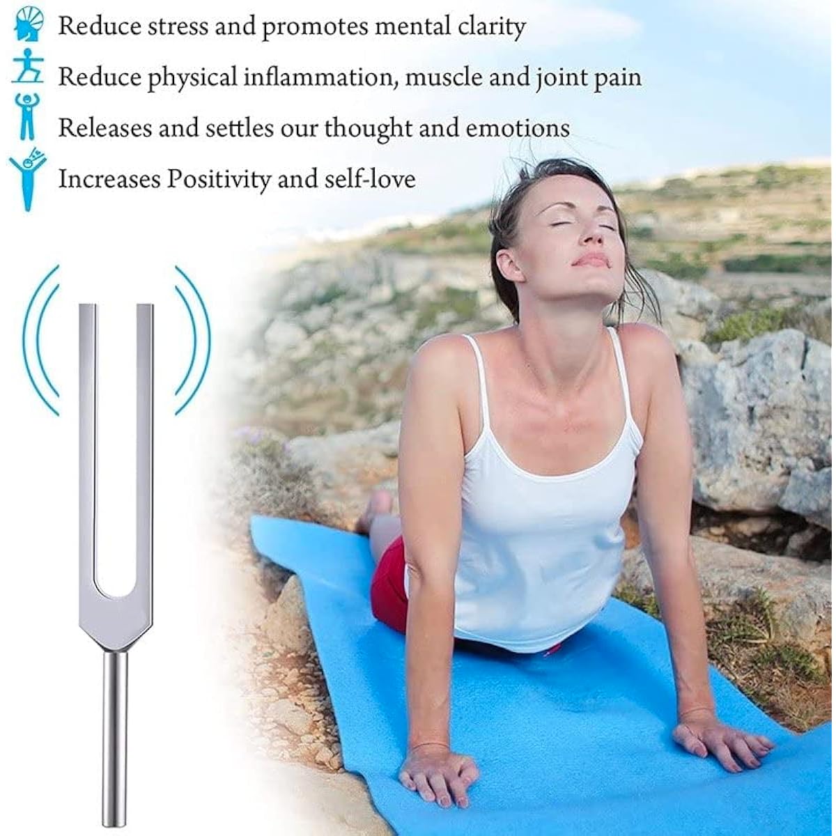 Tuning Fork Sound Healing Tuning Fork Set of 9 with Silicone Hammer for Chakra Sound Therapy Meditation
