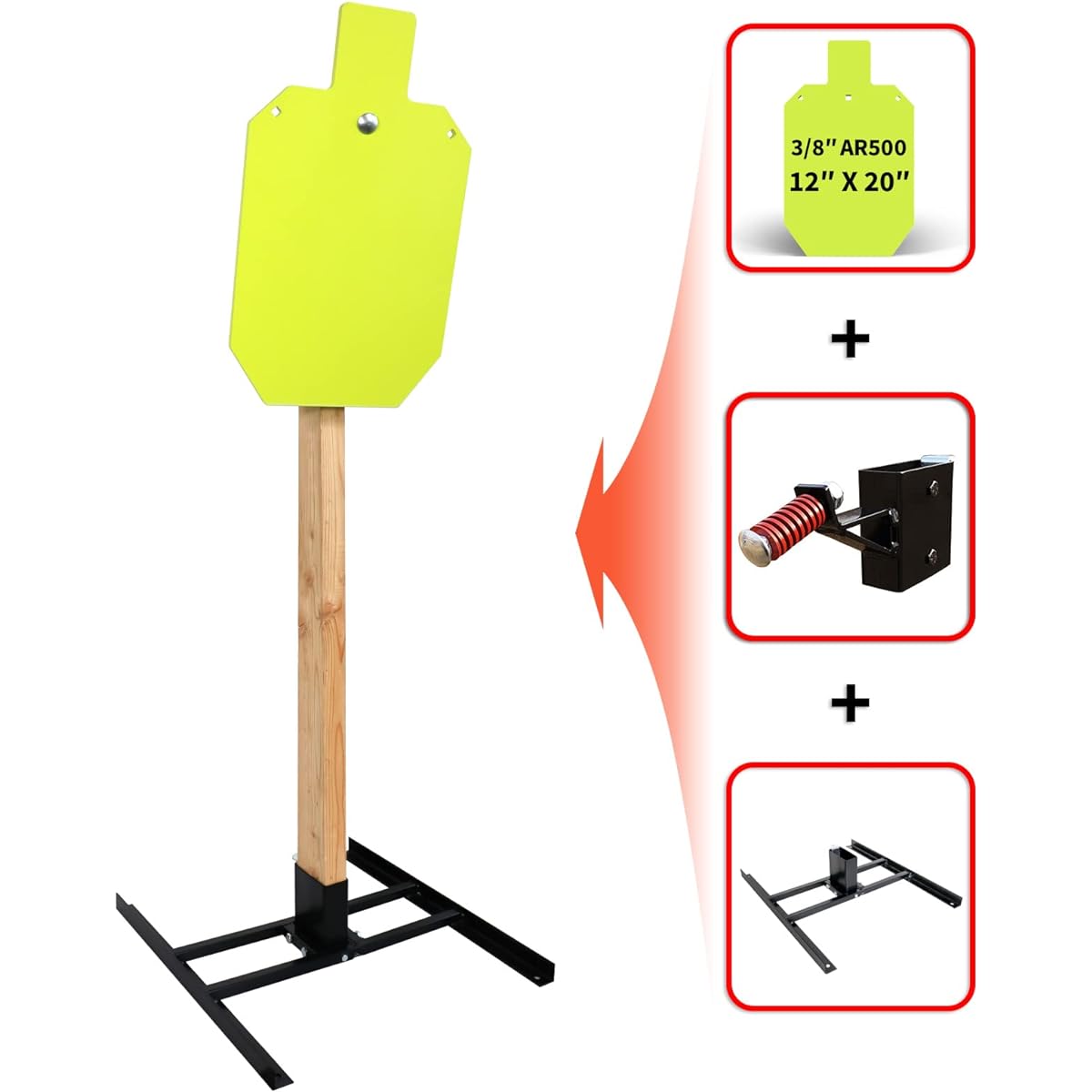 Highwild Target Stand AR500 Steel Target System 1/2" Thick 12" x 20" Torso Target with 2x4 Stand Mount Kit
